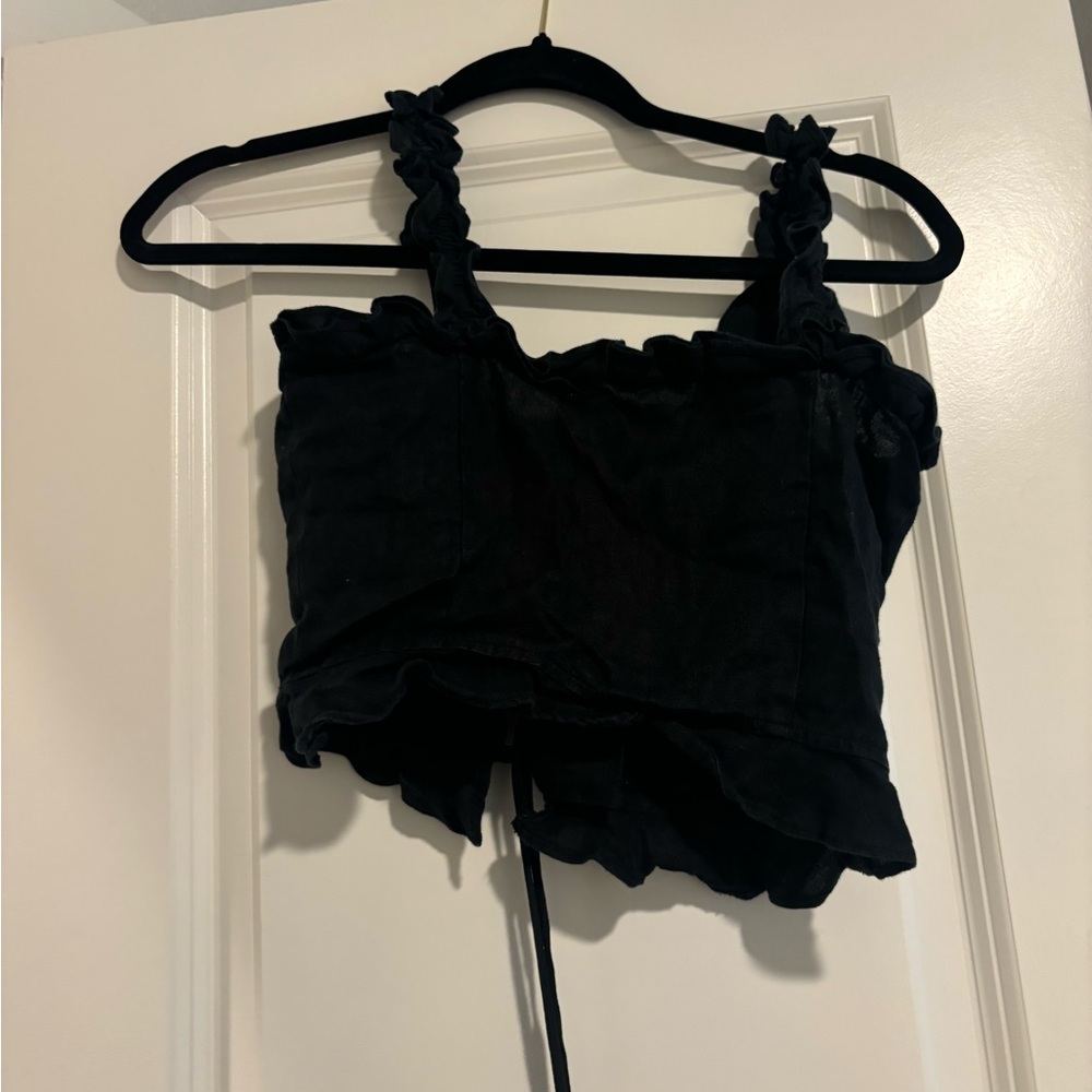 Reformation Black Ruffled Top - Picture 2 of 3